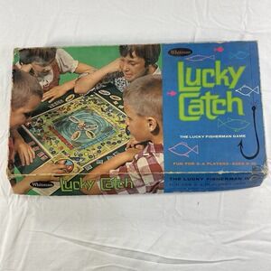 Vintage Lucky Catch Board Game Whitman 1966 Fisherman Game Incomplete